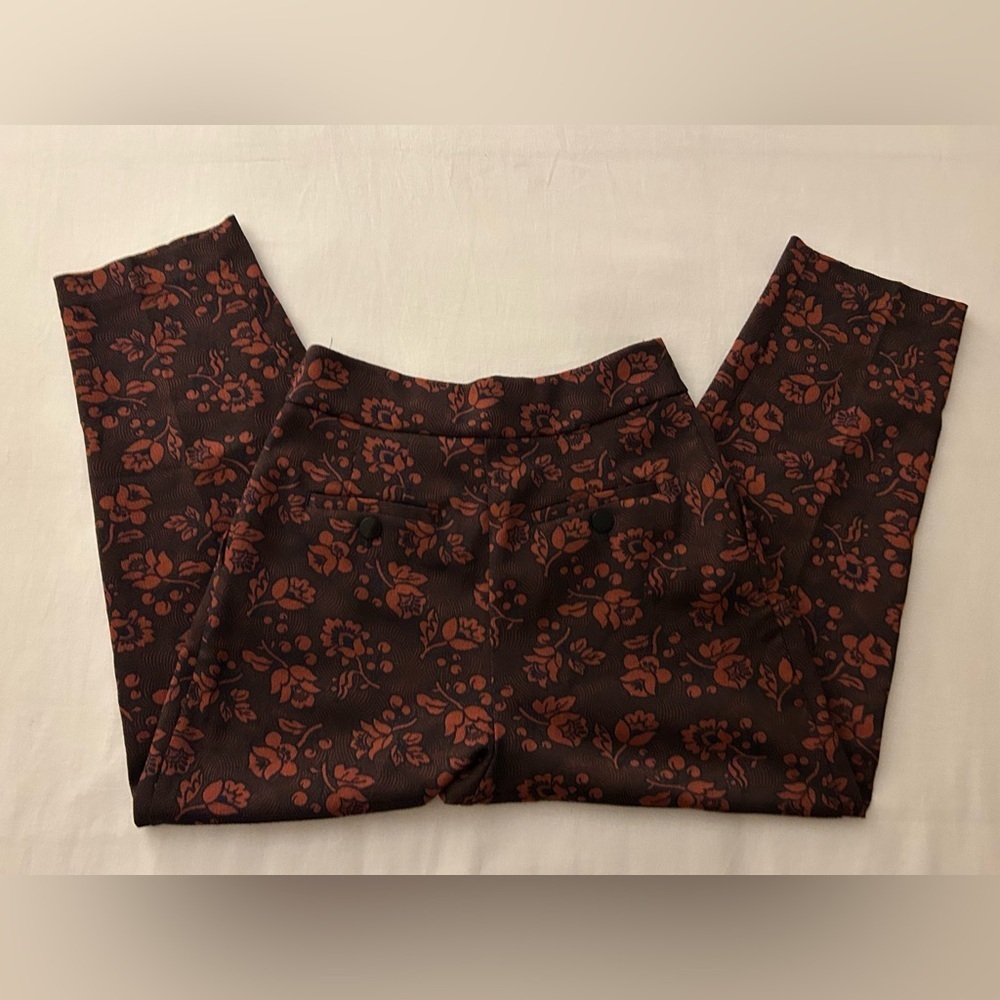 Anthropologie Maeve Jacquard High Rise Trousers Pants 4 - Picture 3 of 9